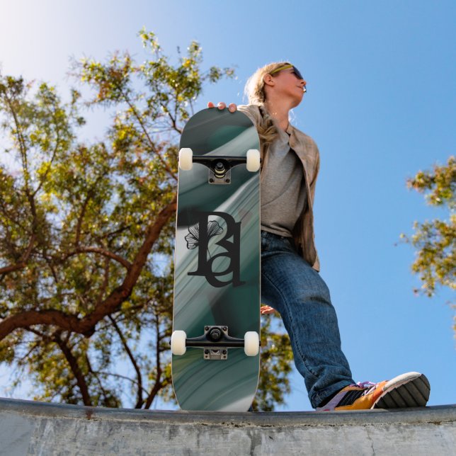 Tendência do skate Abstrato Art Black White Verde (Ao ar livre 1)