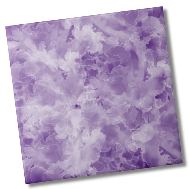 Tendência Na moda Simple Watercolor Marble Purple (Trendy Stylish Simple Watercolor Marble Purple Ceramic Tile)