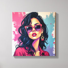 Tendente Canvas de Arte Chic Mulher com Óculos