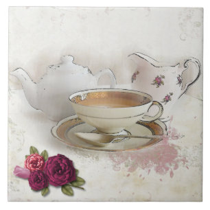 Tendo um azulejo do chá de Cuppa