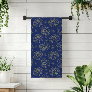 Tendy Blue, Dourada Toalha de Banho Floral Chic