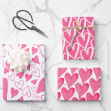 Tendy Pink Hearts Wraping Paper