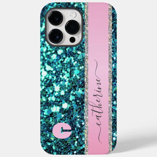 Tendy Teal Strip Glitter Monogramas (Verso)