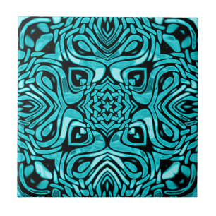 Tendy Turquoise Teal Blue African Mosaic Padrão