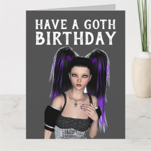 TENHA UM ANIVERSÁRIO GOTH, CARTÕES DE MENINA EMO G