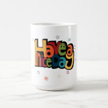"Tenha um Bom Dia" Caneca de Café Colorida Retro