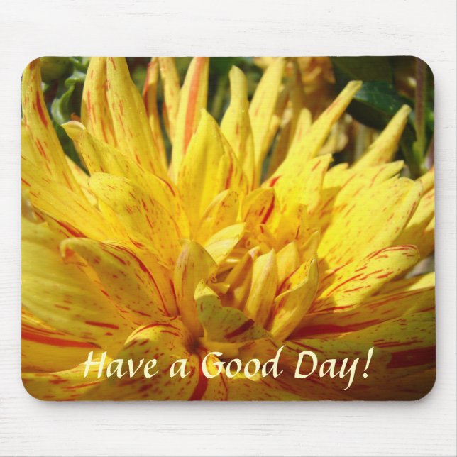 Tenha um Bom Dia! mousepad Flores de Dália Amarela (Frente)