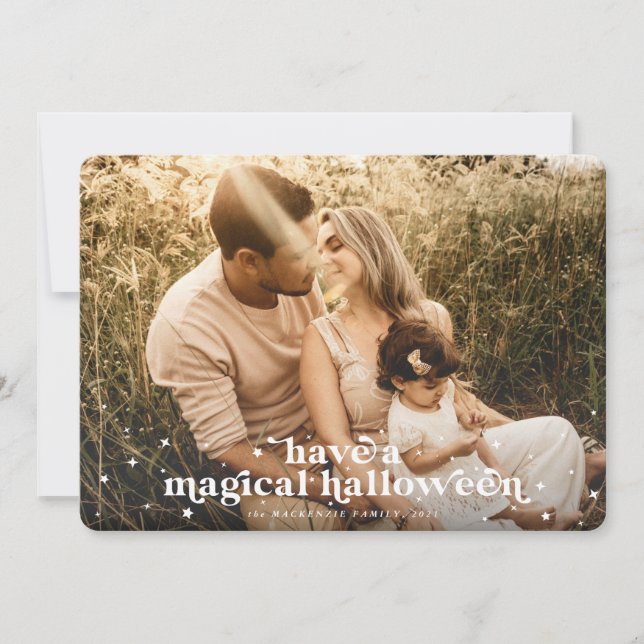 Tenha um Cartão com fotos de Dia das Bruxas Mágico (Frente)