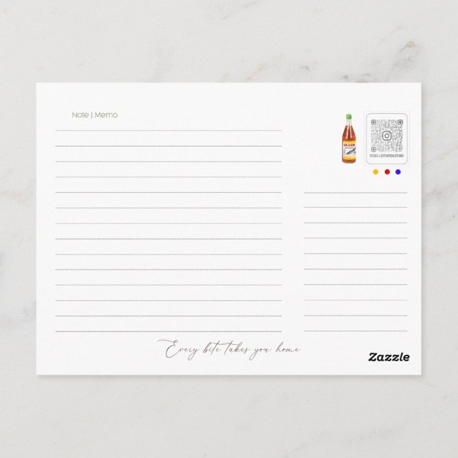 Tenha um cartão de dia de arroz, Ilustração da pla (Verso)