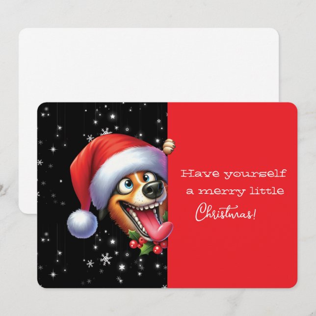 Tenha um Feliz Natal Cachorro Sorridente (Frente/Verso)