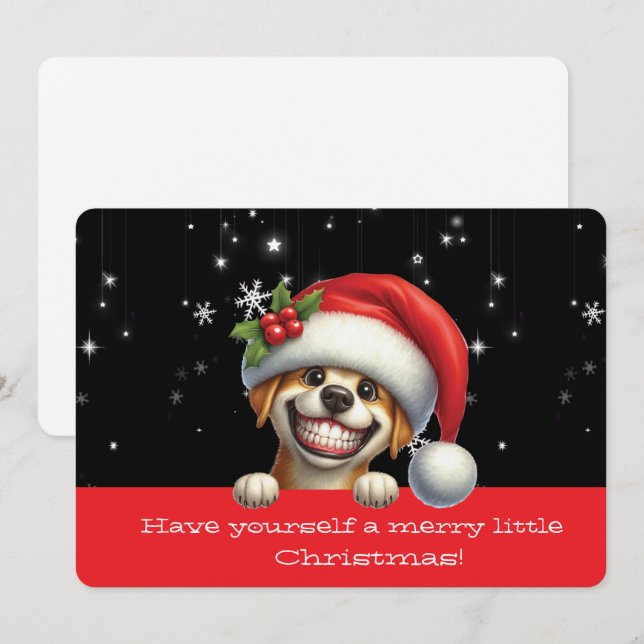 Tenha um Feliz Natalzinho Cachorro Sorridente (Frente/Verso)