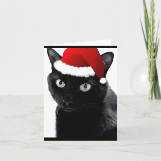 "Tenha um Natal Feliz" Cartão de gato (Frente)