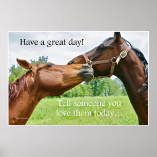 Tenha um Poster do Dia do Excelente com Cavalos