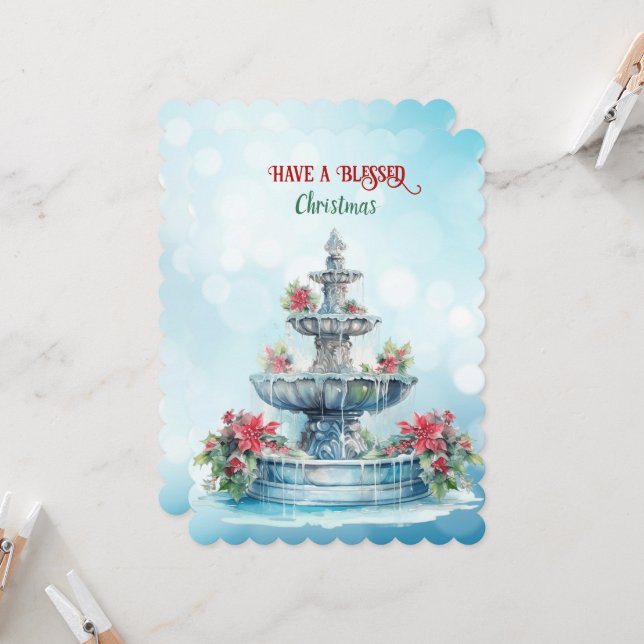 Tenha Uma Bela Fonte De Natal Poinsettias (Frente/Verso In Situ)