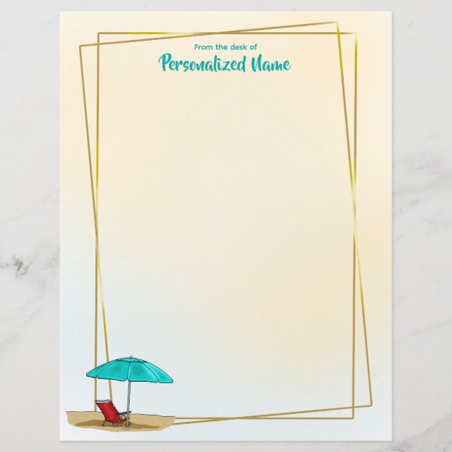 Tenha uma praia de uma folha de papel sem linhas d (Frente)