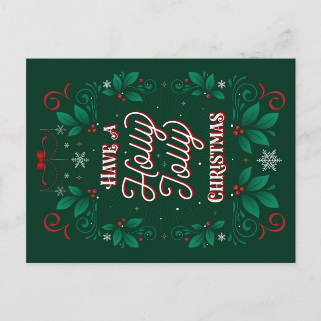 Tenham um cartão postal de Natal Holly Jolly (Frente)