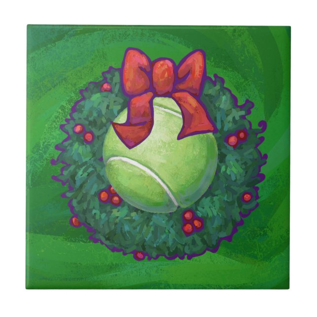 Tênis Ball Christmas Wreath on Green (Frente)
