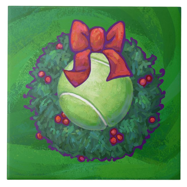 Tênis Ball Christmas Wreath on Green (Frente)