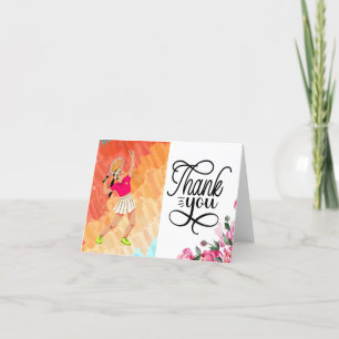 Tênis cartões de agradecimentos com jogador femini