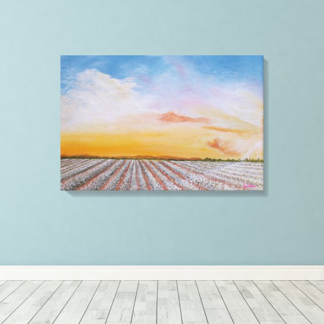 Tennessee Cotton Field Canvas Print (Insitu(piso de madeira))