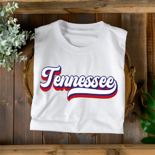Tennessee Vermelho Branco e Azul Camiseta com Letr