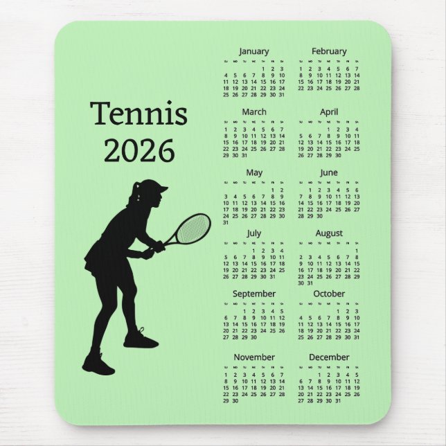 Tennis 2026 Calendar Mousepad (Frente)
