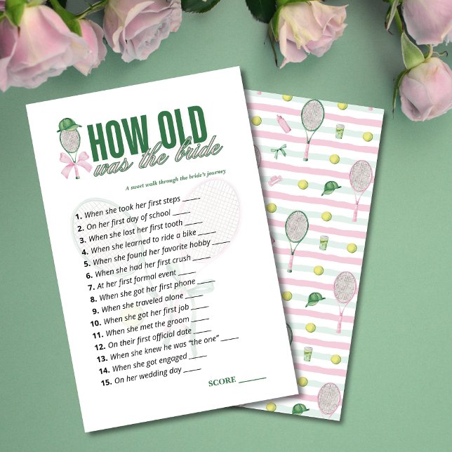 Tennis Bridal Shower Game How Old Was the Bride  (Criador carregado)