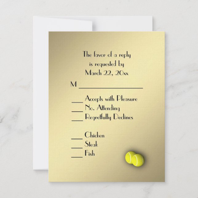 Tennis Dourado RSVP com Escolha de Menu (Frente)