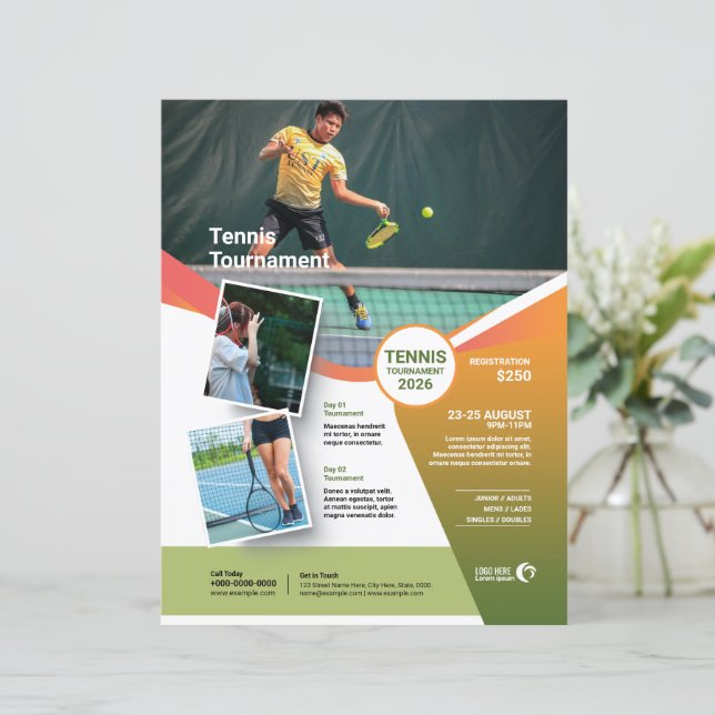 Tennis Tournament Flyer Template (Em pé/Frente)