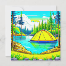 Tent flutuando no lago acampamento