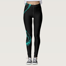 tentáculos de polvo aqua em leggings pretas