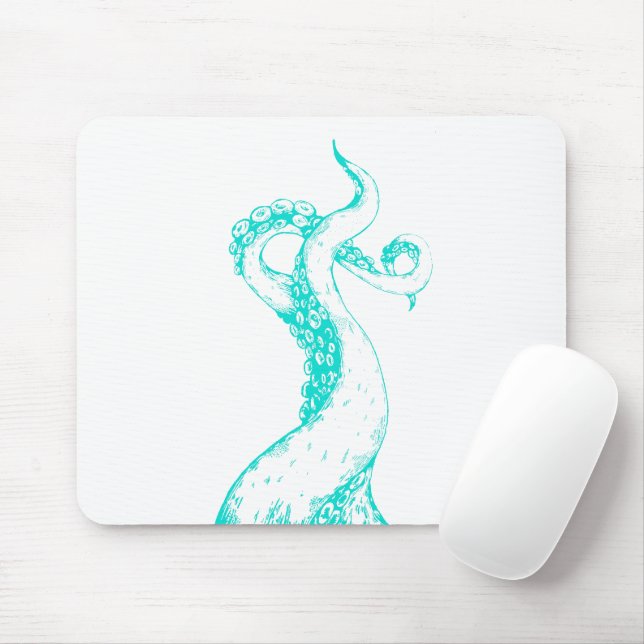 tentáculos de polvo aqua em mousepad branco (Com mouse)