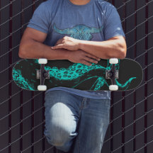 tentáculos de polvo aqua em skateboard preto