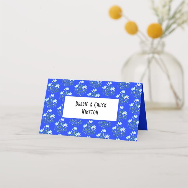 Tente de cartão de local das flores de croco (Frente)