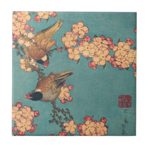 Tentilhão-de-bico-grosso de Hokusai e Flor de Cere