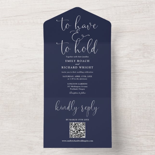 Ter E Manter Código QR Azul Marinho Casamento (Interno)