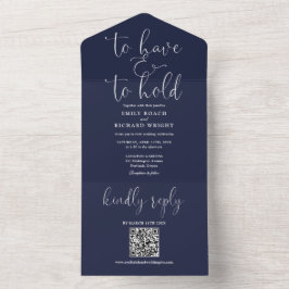 Ter E Manter Código QR Azul Marinho Casamento