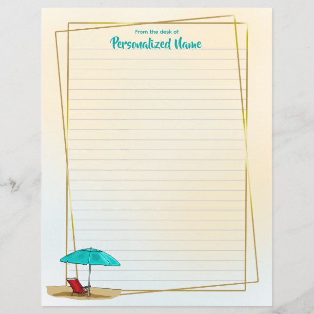 Ter uma praia de uma folha de papel ligada por dia (Frente)