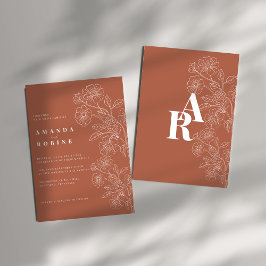 Teracotta Convite Floral Para Casamento