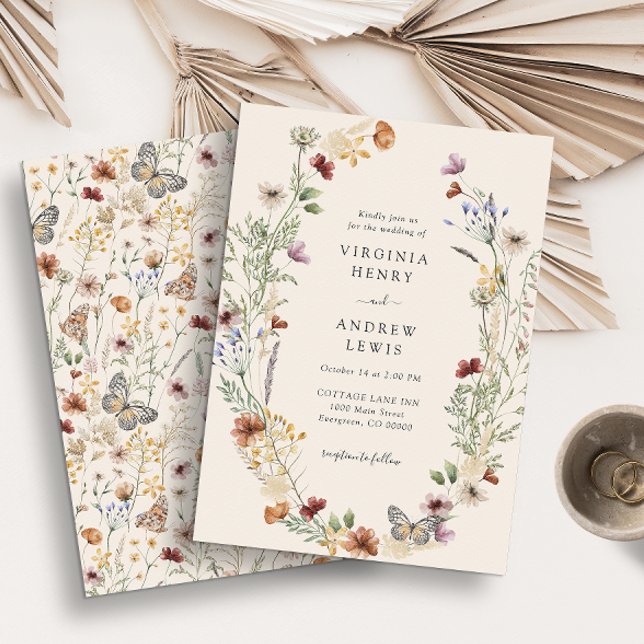 Teracotta Convite Floral Para Casamento (Elegant Boho Wildflowers Wedding Invitations by Painted Paperie
)