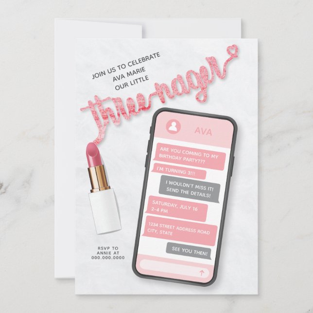 Terceiro Convite de Aniversário da Menina da Ameaç (Frente)