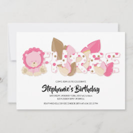 Terceiro Convite de aniversário de Leão Rosa