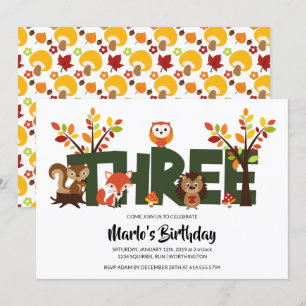 Terceiro Convite de aniversário de Woodland Animal