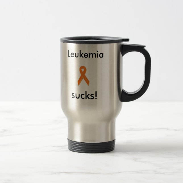 Térmica a prata, leucemia suga! caneca de viagem. (Direita)