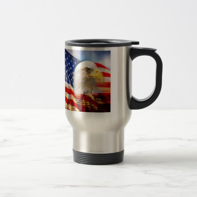 Térmica Águia americana e a caneca da viagem ao trabalho (Direita)