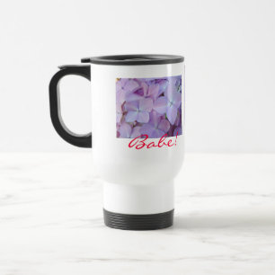 Térmica Bebê! Caneca de Café Roxo Lavanda Hortênsias
