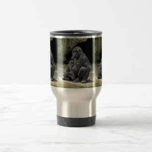Térmica Bebê & mamã do gorila que abraçam a caneca de