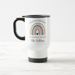 Térmica Boho Rainbow Professora Apreciação Nome Caneca de 