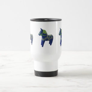 Térmica Caneca azul da viagem ao trabalho do cavalo de