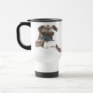 Térmica Caneca azul do Pug do bigode